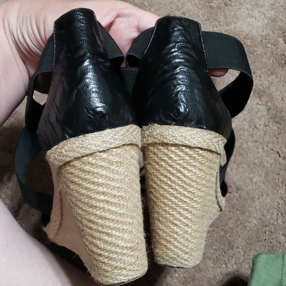 Lauren Ralph Lauren black strappy rope heels